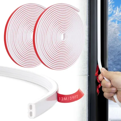 Productafbeelding van Afsluitstrip voor ramen en deuren, 12 meter, siliconen, zelfklevend, witte isolatie, voor het afdichten