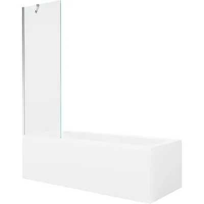 Obrázek produktu pro Mexen Cubik obdélníková vana 160 x 70 cm s pláštěm 1-křídlovou zástěnou 60 cm, Průhledné, Chromovaná - 550316070X9506000001