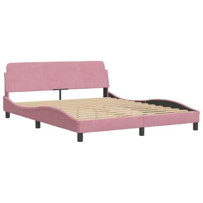 Produktbild von Bettgestell mit Kopfteil "Dover" Rosa 160x200 cm Samt