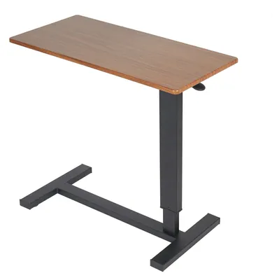 Image de Table de chevet réglable en hauteur, sur roulettes, pour lit ou canapé, table d'appoint pour ordinateur portable. Hauteur : 66–89,5 cm. Plateau : 80x40 cm. Structure en métal avec roulettes dissimulées. Couleur : marron