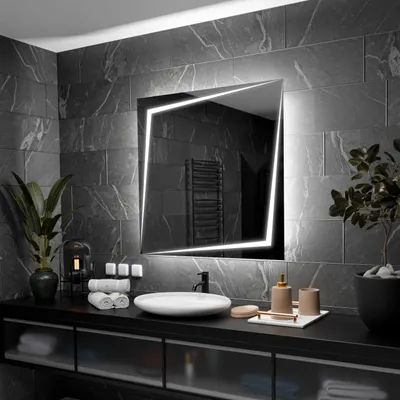 Produktbild von Rechteckiger LED-Spiegel 70x70 cm für Schlafzimmer, Badezimmer und Wohnzimmer