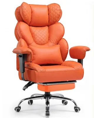 Obrázok produktu pre COMHOMA Ergonomická herná stolička, kancelárska stolička 180 kg, s nastaviteľnou bedrovou opierkou a opierkou nôh, hybridný dizajn z umelej kože a sieťoviny, šéfovské kreslo