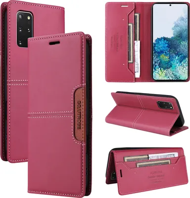 Image de Etui pour Samsung Galaxy S20+/S20 Plus 5G, étui portefeuille en cuir avec fente pour cartes et support Rouge