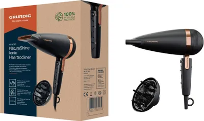 Immagine prodotto di GRUNDIG Naturashine HD 8080 Asciugacapelli con funzione ionica 2300W - Nero/Oro Rosa