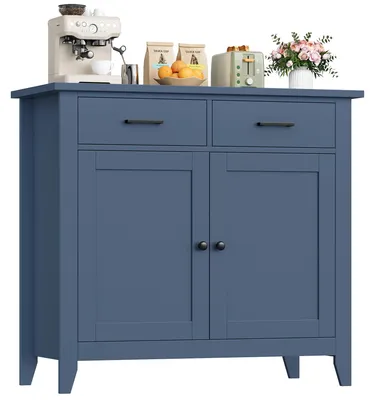 Immagine prodotto di Credenza da cucina - Credenza con piano di lavoro - 2 cassetti e 2 ante - Contenitore 40x91x82,3 cm - Legno - Blu