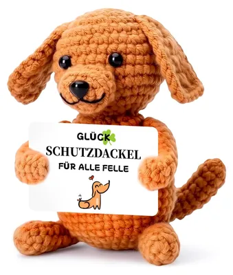 Glücksbringer Dackel, handgefertigt, 10,5 cm, Baumwollgarn