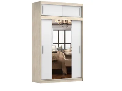 Produktbild von Schwebetürenschrank mit Aufsatz VISTA 01 Sonoma/Weiß 150cm