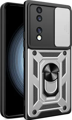 Produktbild von Hülle für Honor 70 mit Ring Ständer Halter Dia Kameraschutz TPU PC Hybrid Handyhülle Silber