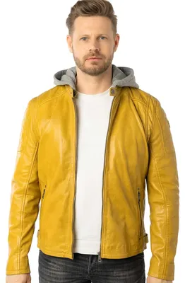 Produktbild von Mauritius - Herren Lederjacke Bikerjacke Lammnappa gelb : XXL