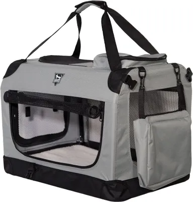 Produktbild von SPOCADO "Palace" Transportbox | 92 x 64 x 64 cm | Faltbar | 3 Reißverschluss-Öffnungen | Inkl. Liegedecke | Perfekt für Reisen | grau | SCO-25