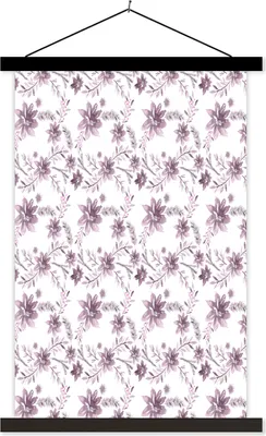 Produktbild von MuchoWow® Textilposter Blumen - Muster - Rosa 120x180 cm mit schwarzem Rahmen - Fotos