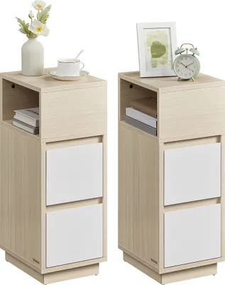 Produktbild von VASAGLE Nachttisch 2er Set, schmal, Beistelltisch mit 2 Schubladen, offenes Fach