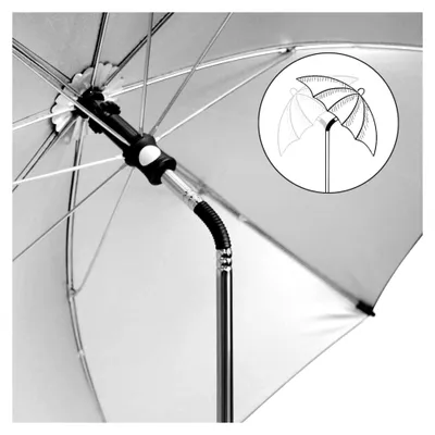 Produktbild von Sonnenschirm für Kinderwagen, UV 50+ Schutz, 73 cm Durchmesser, Universal Buggy Sonnenschirm, Schwarz