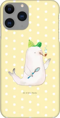 Produktbild von Mr. & Mrs. Panda Iphone 11 Pro Handyhülle Robbe Sherlock - Gelb Pastell - Geschenk, Lustige Sprüche, Handy Case, Premium Kunststoff