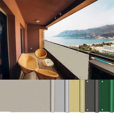 Immagine prodotto di Tenda da balcone - Tenda parasole traspirante al vento e alle intemperie - 150 x 400 cm - Marrone beige
