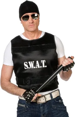 Produktbild von W44230B schwarz Herren SWAT Weste Polizeiweste