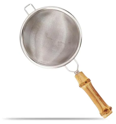 Teefilter aus Edelstahl, feinmaschig, groß, Bambus