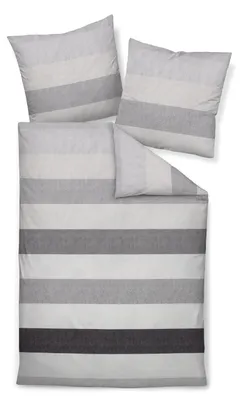 Produktbild von Janine Edel Flanell Bettwäsche Davos - Streifen 155 x 220 cm silber modern gestreift,