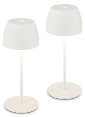 Produktbild von Briloner SERINA MINI 2er Set LED Tischlampe kabellos, Touch, Dimmbar, USB-C Aufladung, IP44, Weiß, Ø8 x 20 cm