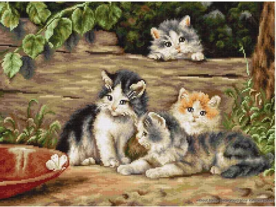 Produktbild von Luca-S Kreuzstich Set "Katzenfreunde", Zählmuster, 36,5x28,5cm