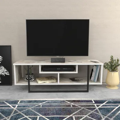 Produktbild von Skye Decor, Asal 120 - Ephesus, Black, Fernsehtisch, Weiß, 100 % MELAMINBESCHICHTETE SPANPLATTEN, 120 x 35,2 x 40,2 cm