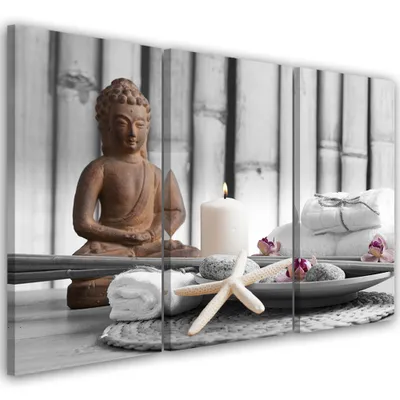 Produktbild von Triptychon auf leinwand religiöses - weiß 90x60 cm Feeby weiß wandbild bereit zum aufhängen