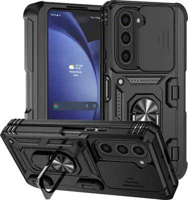 Produktbild von Hybridní pouzdro na Samsung Galaxy Z Fold 6 s prstencovým stojánkem, krytem na pant a posuvným krytem fotoaparátu Černý