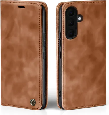 Produktbild von Handy Hülle für Samsung Galaxy A37 5G Klapphülle Bookcase Flip Cover Handy Tasche Etui Farbe: Hellbraun