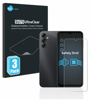 A product shot of a screen protector package and a smartphone.