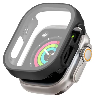 Produktbild von 360 Grad Smartwatch Hülle für Apple Watch Ultra Series 1 / 2 / 3 49 mm mit Displayschutz Case Watch Cover Bumper Rundum Schutzhülle Uhr Bildschirmschutz Schwarz