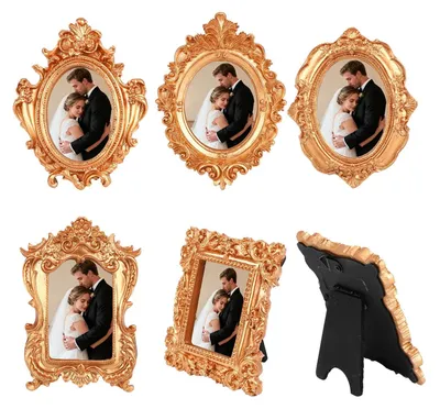 Image de Lot de 5 mini cadres photo baroques dorés - Différentes formes
