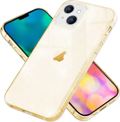 Immagine prodotto di Custodia per iPhone 14 - custodia per cellulare glitter trasparente antigiallo cover glitter oro