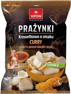 PRAŻYNKI KREWETKOWE ŁAGODNE CURRY 100G VIFON