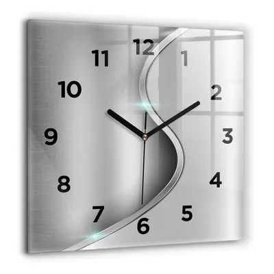 Produktbild von Wallfluent Große Wanduhr – Stilles Quarzuhrwerk - Uhr Dekoration Wohnzimmer Schlafzimmer Küche - Zifferblatt - schwarze Zeiger - 60 cm - Graue Metallabstraktion