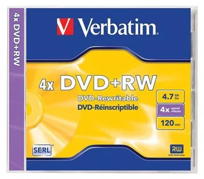 Obrázok produktu pre DVD+RW disk, prepisovateľný, 4,7GB, 4x, 1 ks, klasický obal, VERBATIM