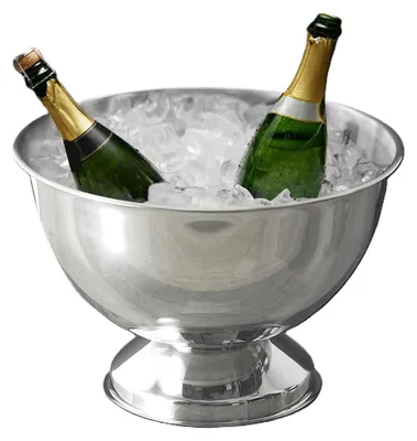 Produktbild von Champagner-/Weinflaschenkuhler/Eiskubel - silber - Edelstahl - 36 cm - Champagnerschale