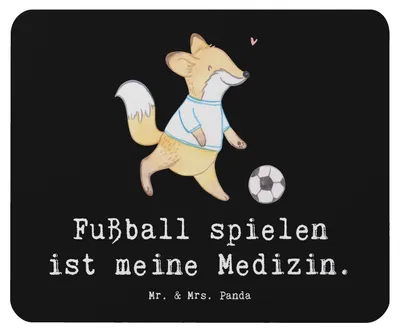 Produktbild von Mr. & Mrs. Panda Mousepad Fuchs Fußball spielen - Schwarz - Geschenk, Mouse Pad, Mauspad, computermatte, Turnier, Fußballmannschaft, laptop, Fußballtraining, mousematte