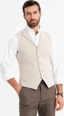 Obrázek produktu pro Ombre Clothing Pánská společenská vesta Natanoh béžová L