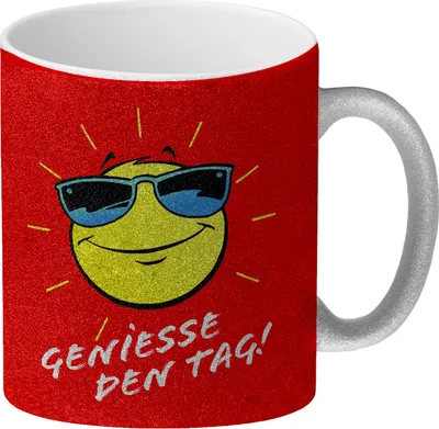 Produktbild von Geniesse den Tag! Glitzer-Kaffeebecher Das coole Design des Kaffeebechers macht