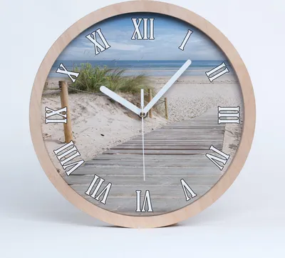 Produktbild von Holzuhr 30fi cm wanduhr - weiße Spitzen - Strand
