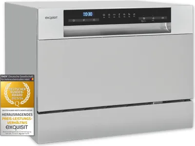Produktbild von Exquisit Tischgeschirrspüler GSP206-030D silber | 6 Maßgedecke | 6,5 Liter | Startzeitvorwahl | 55cm Breite