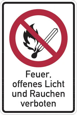 Produktbild von Dreifke® Verbotsschild, Kombischild, Feuer, offenes Licht und Rauchen verbote...