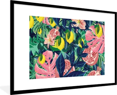Produktbild von MuchoWow® MuchoWow® Gerahmtes Poster Blumen - Früchte - Farben 90x60 cm - Poster mit zchwarzem Bilderrahmen - Wanddekoration - Fotos