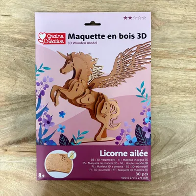 Image de Maquette 3D en bois - Licorne ailée