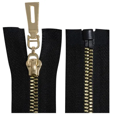 Reißverschluss-Set, Nr. 5, 50 cm, schwarz, Metall, 2 Stück