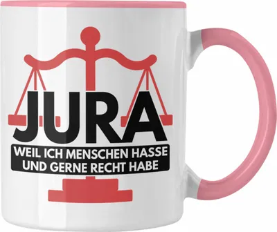 Produktbild von Trendation - Jura Tasse Geschenk Spruch Jurist Geschenkidee Anwalt Jura-Studium Lustige Sprüche Weil Ich Menschen Hasse (Rosa)