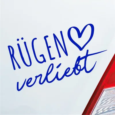 Produktbild von Auto Aufkleber Rügen verliebt Herz Insel Ostsee Liebe Car 19x10 cm Dunkelblau Sticker Heckscheibenaufkleber