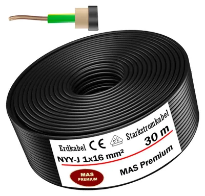 Obrázok produktu pre Napájací kábel 30 m NYY-J 1x16 mm² Elektrický kábel