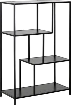 Zdjęcie produktu dla Regal >Carney< in Schwarz/matt aus Metall - 77x114x35cm (BxHxT)
