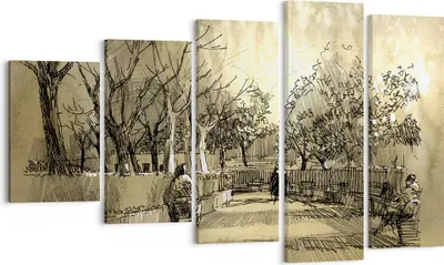 Produktbild von Bild auf Leinwand - Leinwandbild - Park Spaziergang Baum - 100x60cm - Wand Bild - Wanddeko - Leinwanddruck - Bilder - Kunstdruck - Wanddekoration - Leinwand bilder - Wandkunst - EG100x60-3758